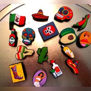 16 Tex-Mex shoe charms.  Just for fun or to be Ready for Cinco Di Mayo!